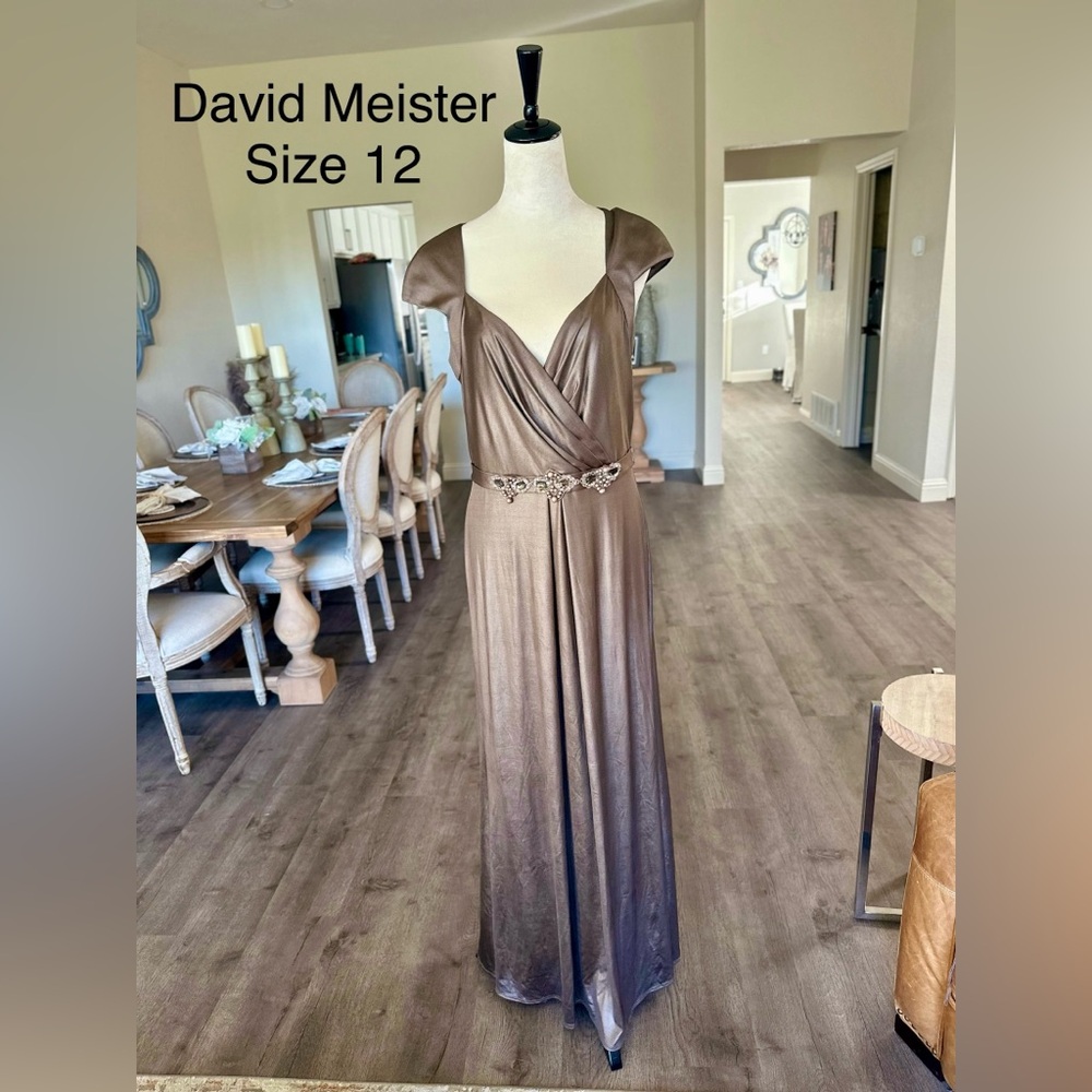 NWOT David Meister bronze gown. Gorgeous!!